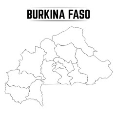 Political Map of Burkina Faso Silhouette (Highlights the political divisions and silhouette style)

