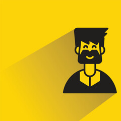 beard man avatar with shadow yellow background
