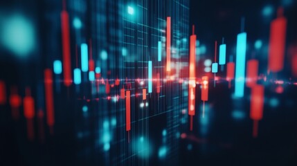 Flat Real-Time Stock Market Data Screen Concept: A Vibrant Digital Display with Animated Graphs and Dynamic Figures Capturing Market Movement