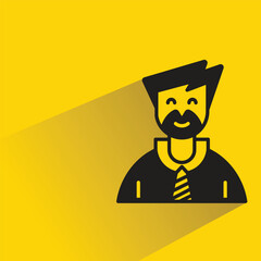 beard man character with shadow on yellow background