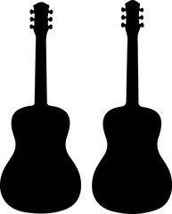 Pair of Acoustic Guitar Silhouettes: Classic Stringed Musical Instrument Vector Graphic