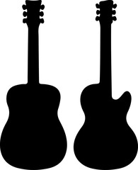 Pair of Guitar Silhouettes: Acoustic and Electric Musical Instruments Vector Graphic