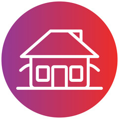 Bungalow Line Icon Style