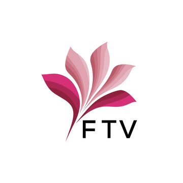 FTV Modern Floral Abstract Logo Design, FTV Later Logo, Creative Botanical Brand Identity, Luxury Flower Emblem for Business
