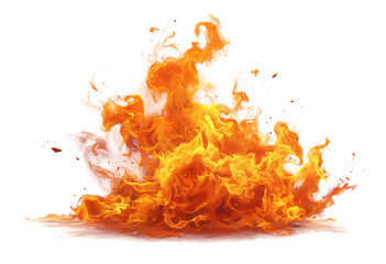 A mesmerizing fire dances against an isolated on transparent background, its flames creating an abstract display of heat and energy
