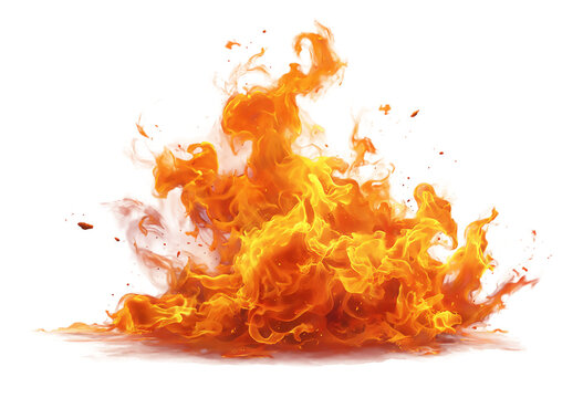 A mesmerizing fire dances against an isolated on transparent background, its flames creating an abstract display of heat and energy - Powered by Adobe