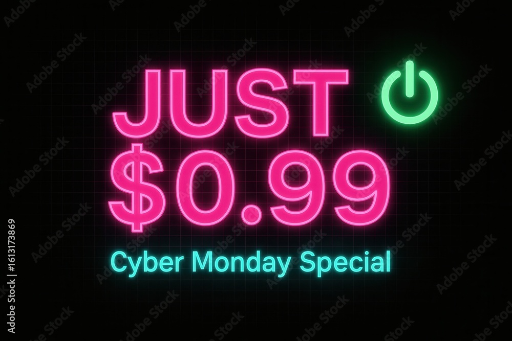 Poster neon-style text displaying 