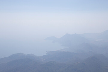 aerial view on seaside of Antalya from the top of Lycian Olympus mountain
