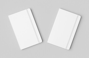 White hardcover notebook mockup on neutral background