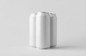 White large tall beer or soda aluminum can mockup.