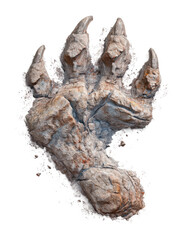 Obraz premium Dramatic wildlife scene bear paw print discovery in nature isolated on transparent background, png