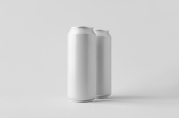 White large tall beer or soda aluminum can mockup.