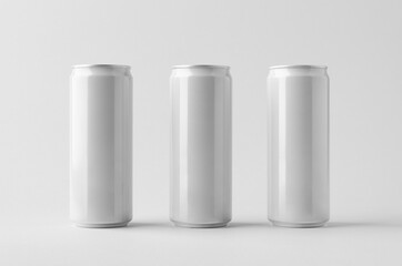 Slim soda energy drink beverage can mockup on a gray background