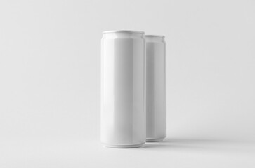 Slim soda energy drink beverage can mockup on a gray background