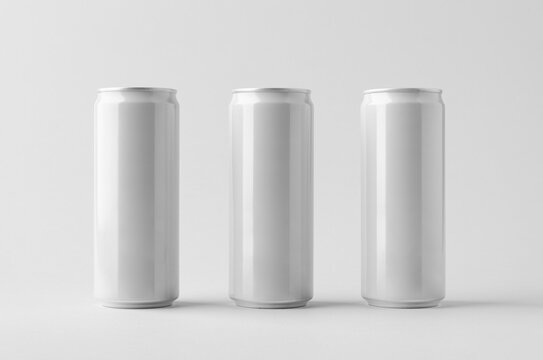 Slim soda energy drink beverage can mockup on a gray background