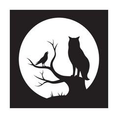 Wolf Howling With Passing Night Clouds Silhouette