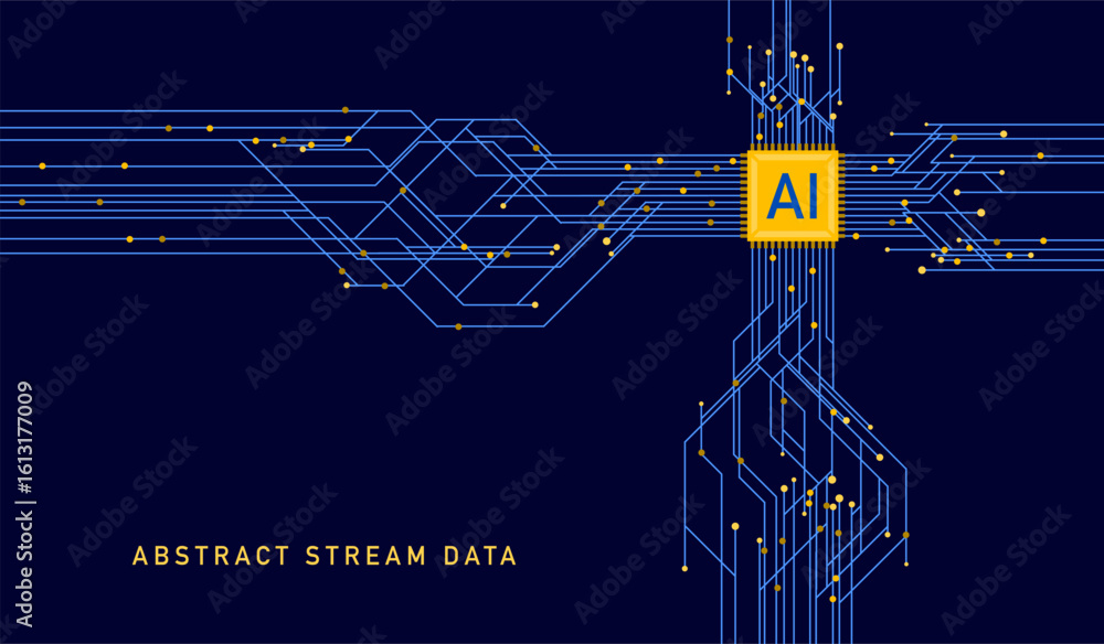 Poster artificial intelligence illustration. artificial intelligence and machine learning concept. abstract