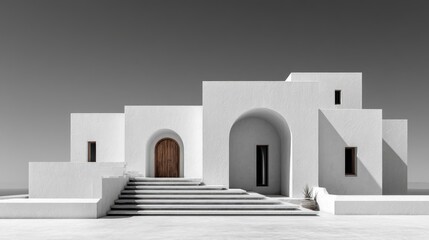 Minimalist Architecture: A striking image of a Greek-style building facade