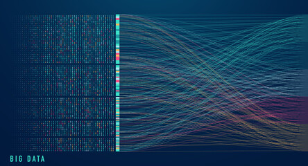 Abstract infographics visualization. Big data code representation. Futuristic network or business analytics. Graphic concept for your design