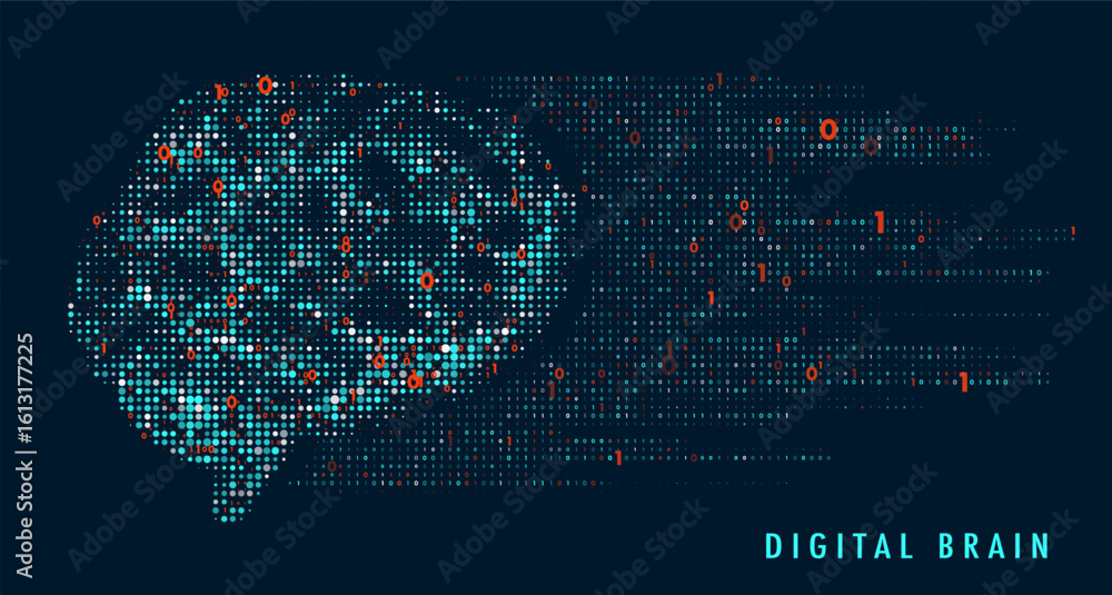 Poster abstract digital brain connections. scientific digital computer code. graphic concept for your desig