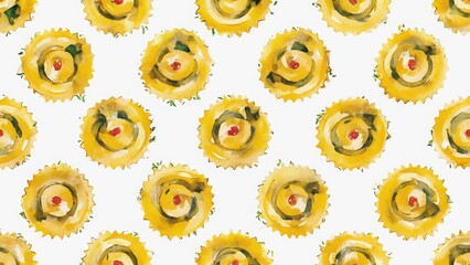 Seamless watercolor pattern with ravioli