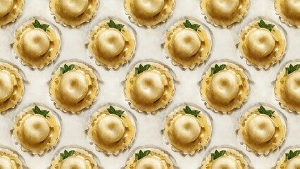 Seamless watercolor pattern with ravioli
