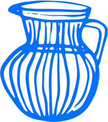 Pitcher with handle in minimalist outline