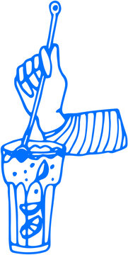 blue hand stirring drink clip art preview