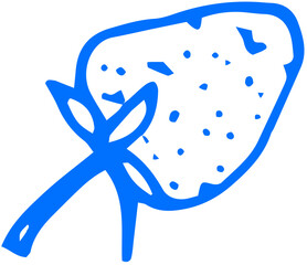 Strawberry illustration with dotted seeds and leafy top