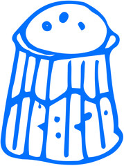 Muffin or cupcake with soft top and simple base lines