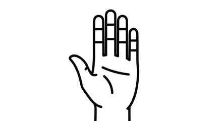 Fototapeta premium Illustration of an open human hand displaying five fingers raised high in the air