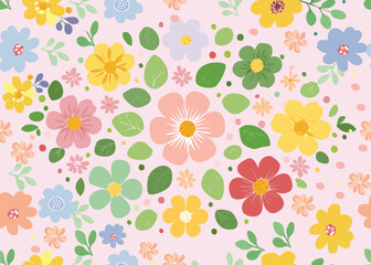 Cute sweet botanical flower seamless pattern Printed illustration vector