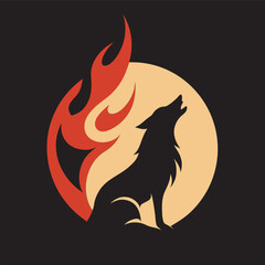 Wolf Howling With Wind Swept Fur Silhouette