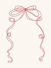 Doodle hand drawn coquette frames with hearts, wavy lines, bows and ribbons. Trendy vintage whimsical borders for wedding invitations, birthday card, prints. Vector modern illustration. Vintage frame