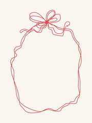 Doodle hand drawn coquette frames with hearts, wavy lines, bows and ribbons. Trendy vintage whimsical borders for wedding invitations, birthday card, prints. Vector modern illustration. Vintage frame