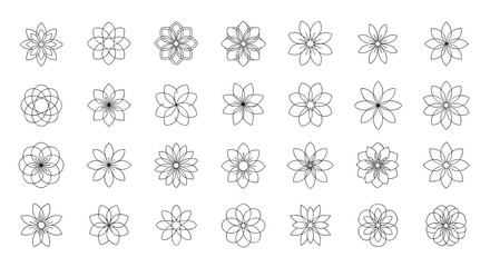 A Collection of Abstract Geometric Floral Patterns and Decorative Circular Motifs