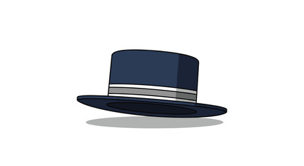 Classic Dark Blue Fedora Hat With Silver Band Detailed Pixel Art Style Illustration