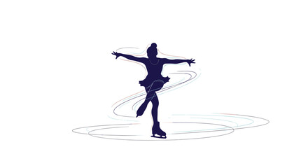 Fototapeta premium Elegant Ice Skating Silhouette Capturing Graceful Movement on the Rink