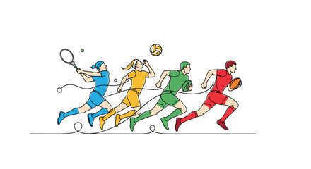 Diverse Athletes Competing In Various Sports Demonstrating Movement And Energy