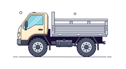 Fototapeta premium Side Profile of a Small Light Duty Pickup Truck with Flatbed Cargo Bed and Off Road Tires