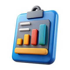 3D Render of Office Clipboard with Performance Chart and Graph on transparent background