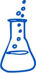 Laboratory flask with bubbles, linked to experiments and chemical reactions