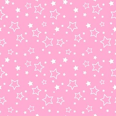 Striped pattern with a star. Pink texture Seamless vector stripes. Horizontal parallel stripes. Fabric for wrapping wallpaper. Textile sample. Abstract geometric background. bright pink simple design