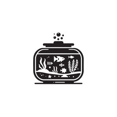 Naklejka premium Fish Tank silhouette black and white vector icon
