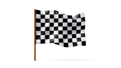 Checkered flag waving on a pole