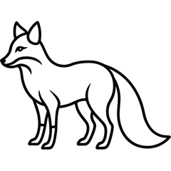 Obraz premium Black outline of a fox standing on a white background animal wildlife