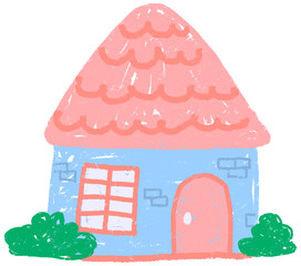 Colorful clipart set, hand-drawn buildings in a trendy style with cute details.