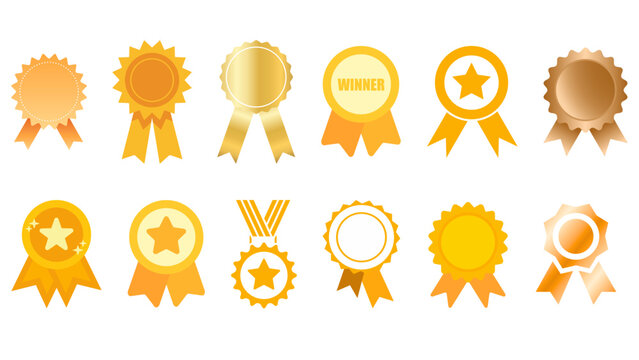 winner badge vector illustration of a set of gold icons