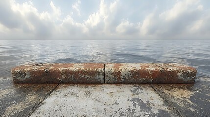 Rusty bricks meet the misty sea