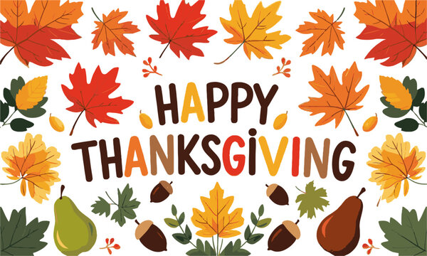 Modern Vector illustration Happy Thanksgiving template text greeting card lettering and pumpkin, Happy Thanksgiving Day background with lettering and illustrations, easily editable.